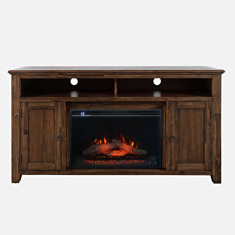 Jofran - Bakersfield Transitional Rustic 60in Storage Console TV Stand with Electric Fireplace,  - 1900-FP6032 veiw 1