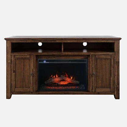 Jofran - Bakersfield Transitional Rustic 60in Storage Console TV Stand with Electric Fireplace,  - 1900-FP6032 veiw 1