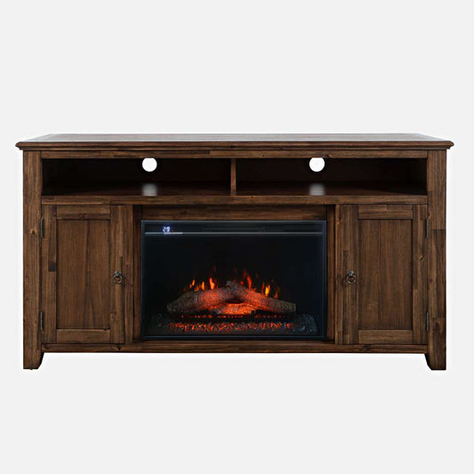 Jofran - Bakersfield Transitional Rustic 60in Storage Console TV Stand with Electric Fireplace,  - 1900-FP6032 veiw 1
