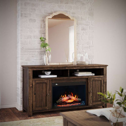 Jofran - Bakersfield Transitional Rustic 60in Storage Console TV Stand with Electric Fireplace,  - 1900-FP6032 veiw 2