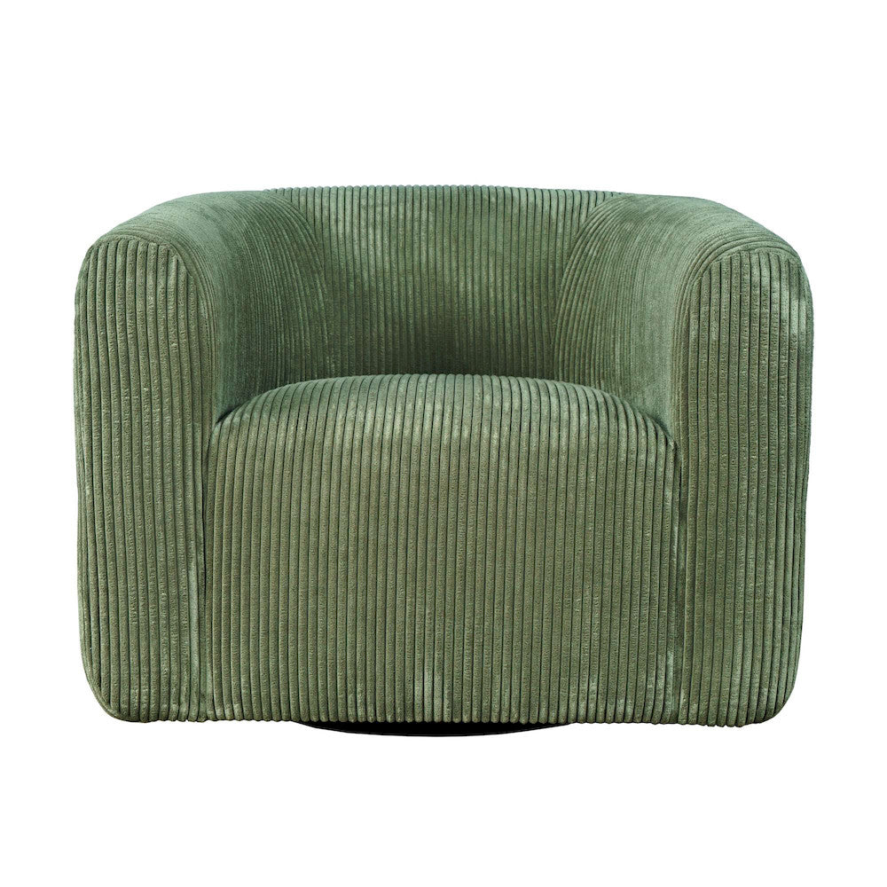 Jofran - Biggs Modern Corduroy Upholstered Curved Barrel Swivel Accent Chair - Forest - BIGGS-SW-FOREST view 1