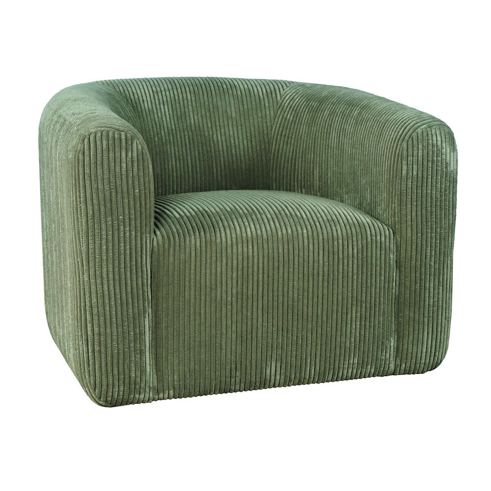 Jofran - Biggs Modern Corduroy Upholstered Curved Barrel Swivel Accent Chair - Forest - BIGGS-SW-FOREST view 2