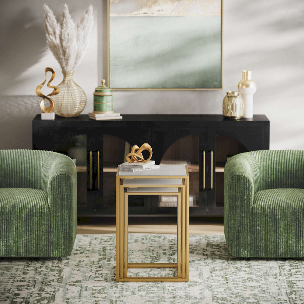 Jofran - Biggs Modern Corduroy Upholstered Curved Barrel Swivel Accent Chair - Forest - BIGGS-SW-FOREST view 4