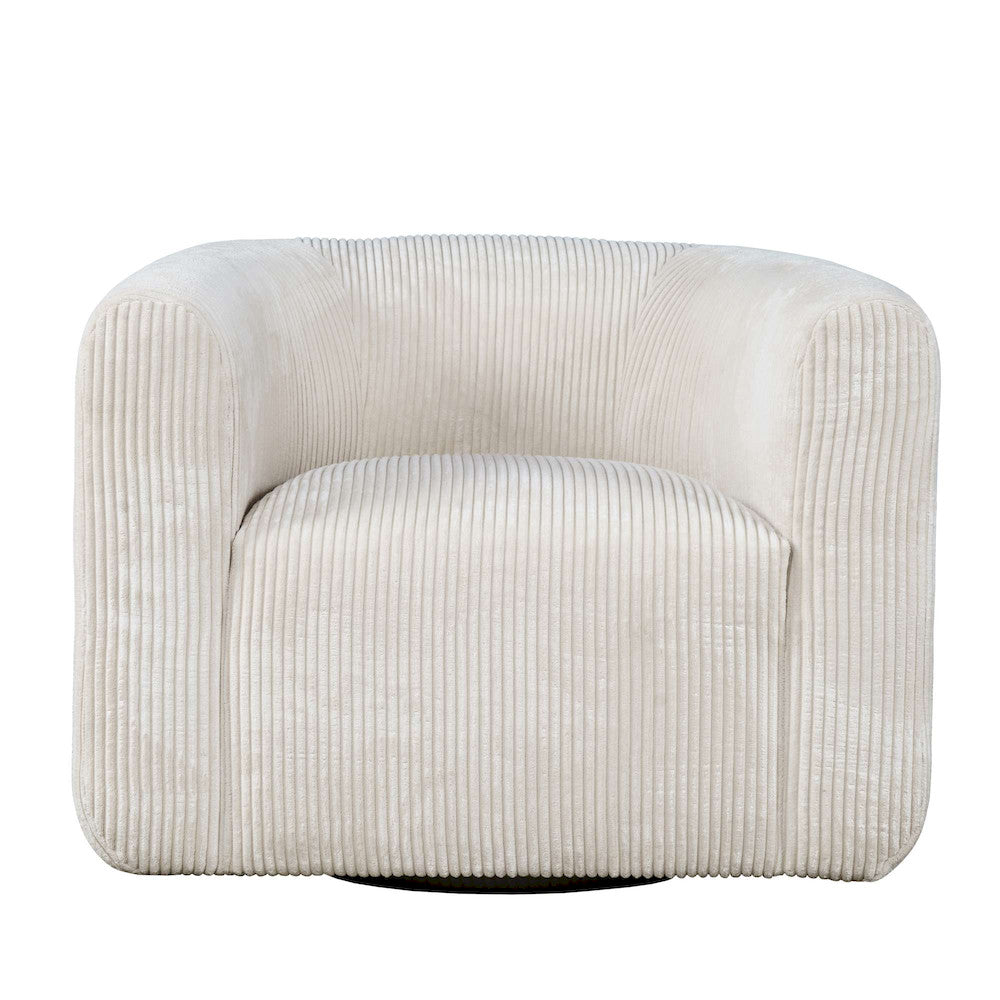 Jofran - Biggs Modern Corduroy Upholstered Curved Barrel Swivel Accent Chair - Natural - BIGGS-SW-NATURAL view 1