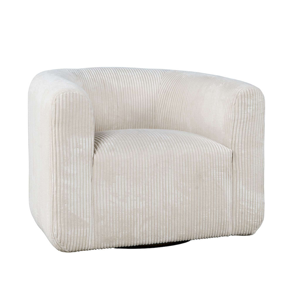 Jofran - Biggs Modern Corduroy Upholstered Curved Barrel Swivel Accent Chair - Natural - BIGGS-SW-NATURAL view 2