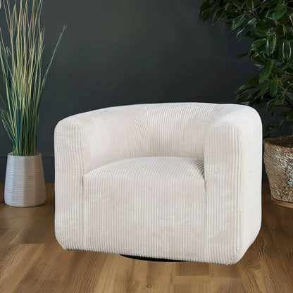 Jofran - Biggs Modern Corduroy Upholstered Curved Barrel Swivel Accent Chair - Natural - BIGGS-SW-NATURAL view 4