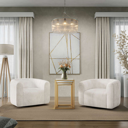 Jofran - Biggs Modern Corduroy Upholstered Curved Barrel Swivel Accent Chair - Natural - BIGGS-SW-NATURAL view 8