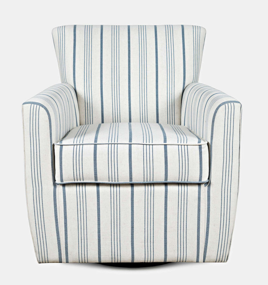 Jofran - Blakely Blue Stripe Contemporary Swivel Accent Chair - BLAKELY-SW-BSTRP view 1