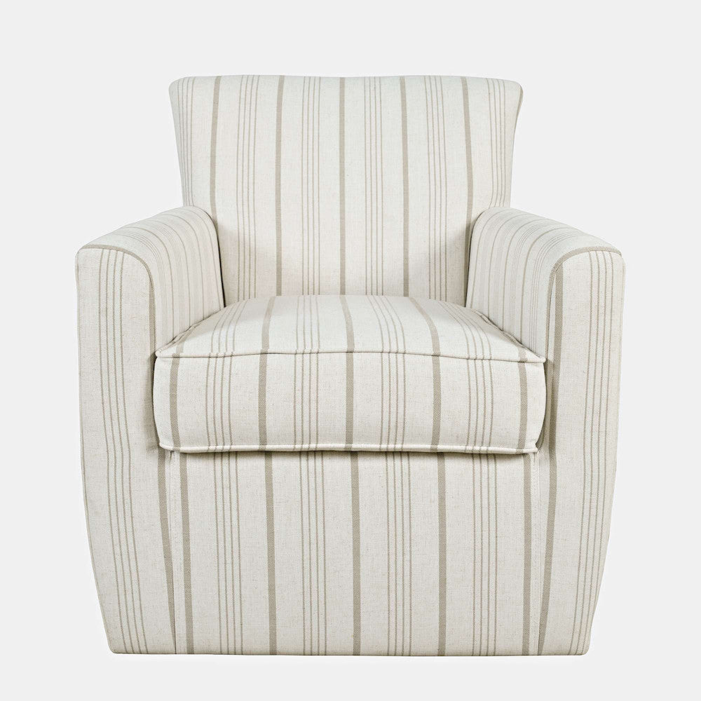 Jofran - Blakely Harper Contemporary Traditional Swivel Accent Chair, Beige Stripe - BLAKELY-SW-BEIGE view 1