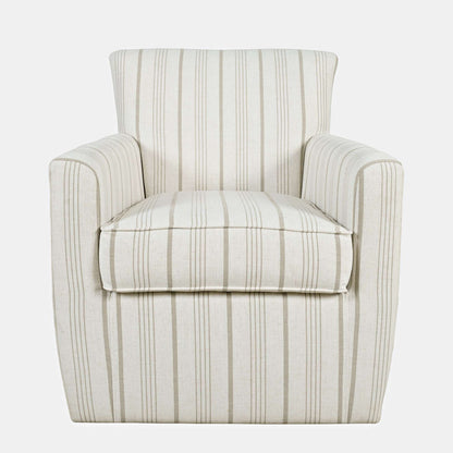 Jofran - Blakely Harper Contemporary Traditional Swivel Accent Chair, Beige Stripe - BLAKELY-SW-BEIGE view 1