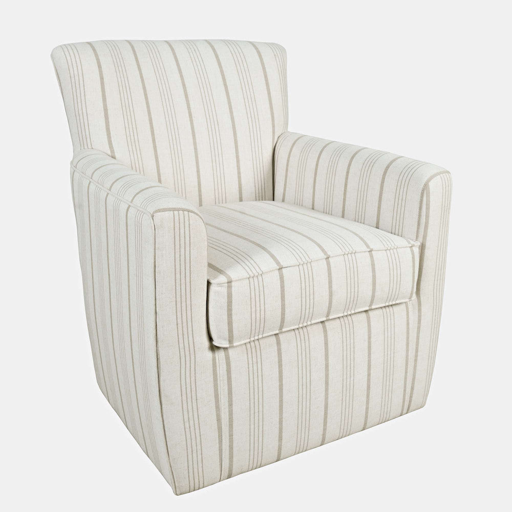 Jofran - Blakely Harper Contemporary Traditional Swivel Accent Chair, Beige Stripe - BLAKELY-SW-BEIGE view 2