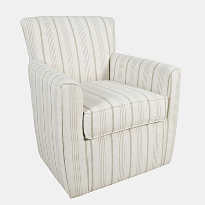 Jofran - Blakely Harper Contemporary Traditional Swivel Accent Chair, Beige Stripe - BLAKELY-SW-BEIGE view 2