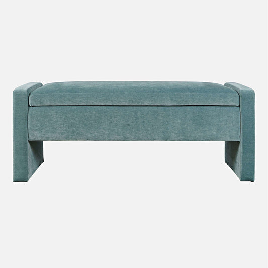 Jofran - Braun 48in Contemporary Upholstered Modern Bedroom Hallway Storage Bench in Blue - BRAUN-BN-BLU view 1