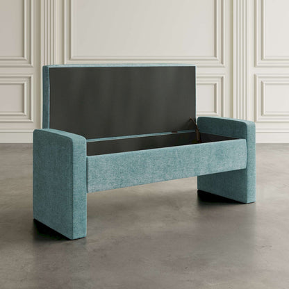 Jofran - Braun 48in Contemporary Upholstered Modern Bedroom Hallway Storage Bench in Blue - BRAUN-BN-BLU view 4