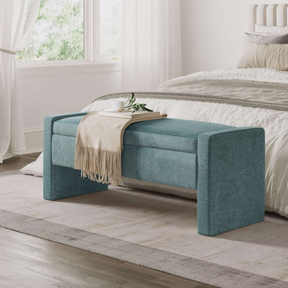 Jofran - Braun 48in Contemporary Upholstered Modern Bedroom Hallway Storage Bench in Blue - BRAUN-BN-BLU view 5