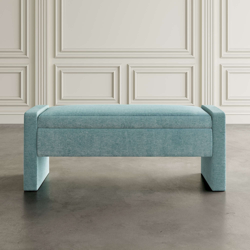 Jofran - Braun 48in Contemporary Upholstered Modern Bedroom Hallway Storage Bench in Blue - BRAUN-BN-BLU view 6