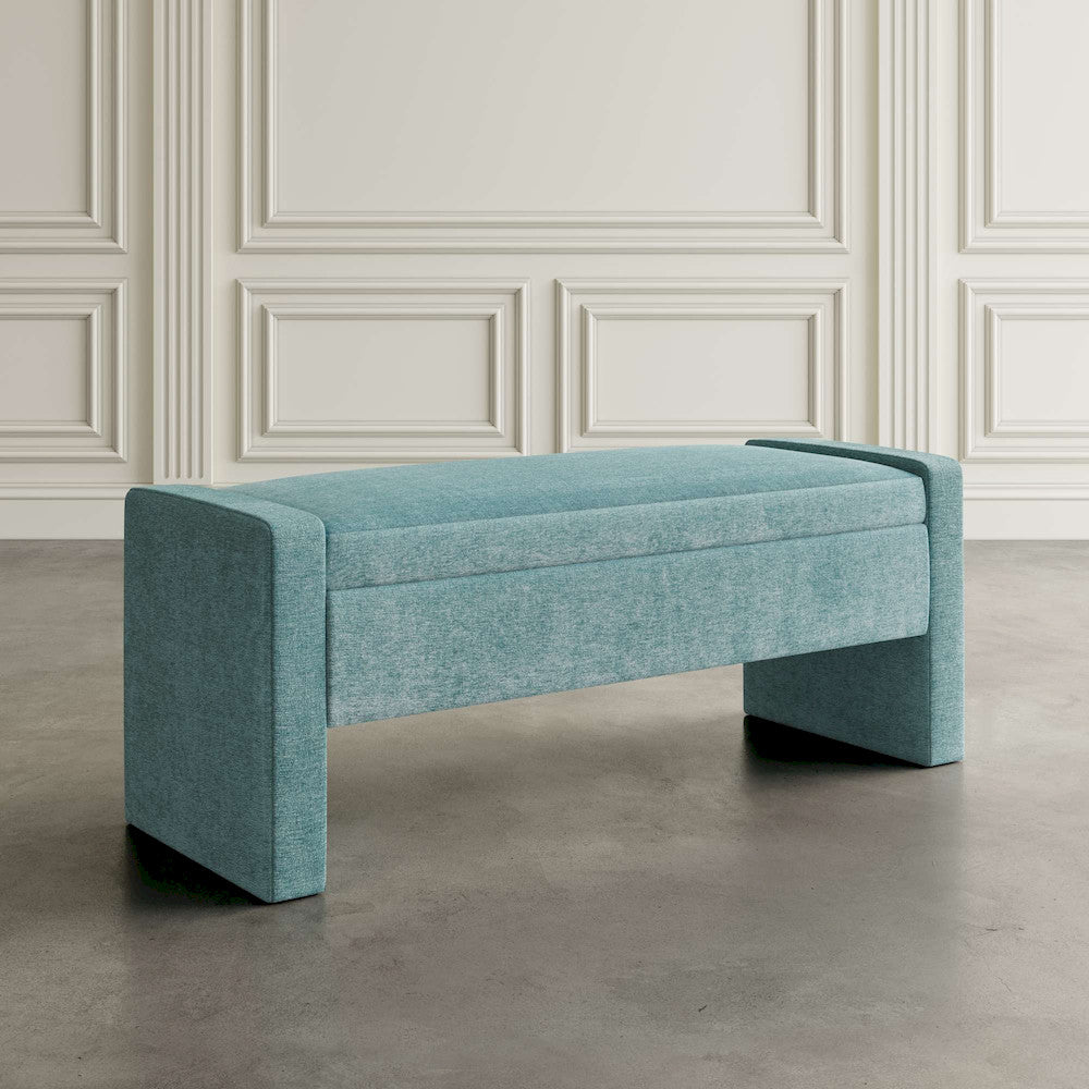 Jofran - Braun 48in Contemporary Upholstered Modern Bedroom Hallway Storage Bench in Blue - BRAUN-BN-BLU view 7
