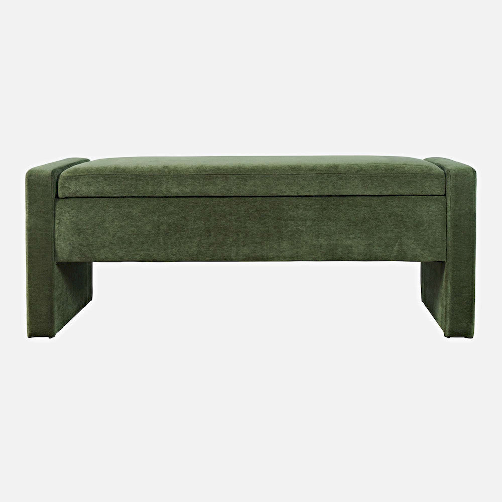 Jofran - Braun 48in Contemporary Upholstered Modern Bedroom Hallway Storage Bench in Forest - BRAUN-BN-FOR view 1