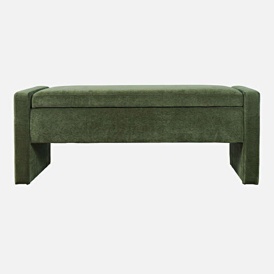 Jofran - Braun 48in Contemporary Upholstered Modern Bedroom Hallway Storage Bench in Forest - BRAUN-BN-FOR view 1