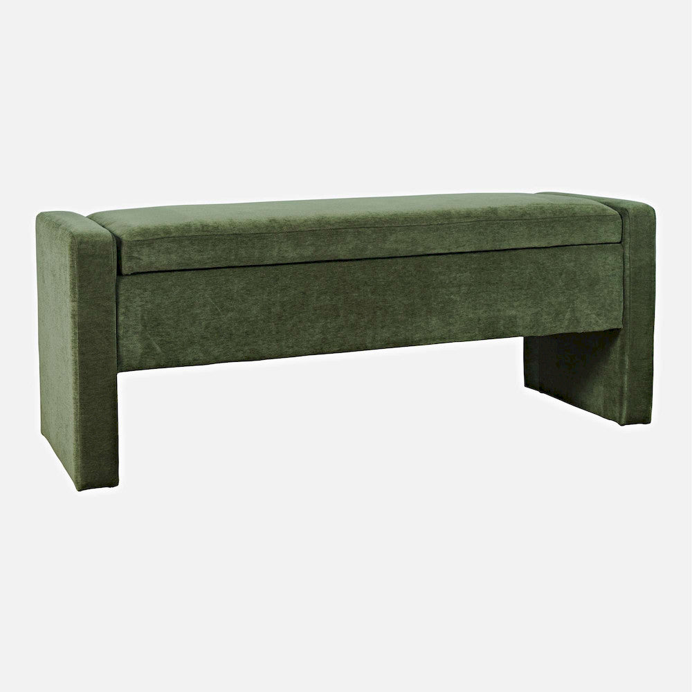 Jofran - Braun 48in Contemporary Upholstered Modern Bedroom Hallway Storage Bench in Forest - BRAUN-BN-FOR view 2