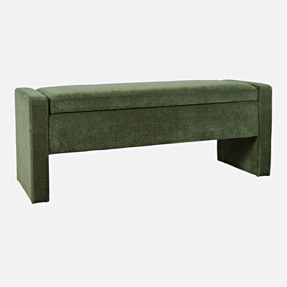 Jofran - Braun 48in Contemporary Upholstered Modern Bedroom Hallway Storage Bench in Forest - BRAUN-BN-FOR view 2