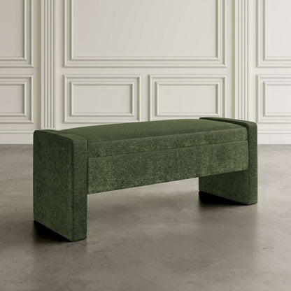 Jofran - Braun 48in Contemporary Upholstered Modern Bedroom Hallway Storage Bench in Forest - BRAUN-BN-FOR view 5