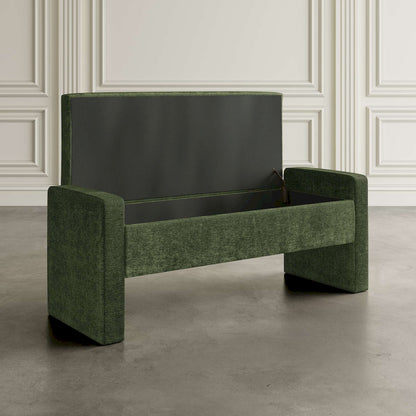 Jofran - Braun 48in Contemporary Upholstered Modern Bedroom Hallway Storage Bench in Forest - BRAUN-BN-FOR view 6