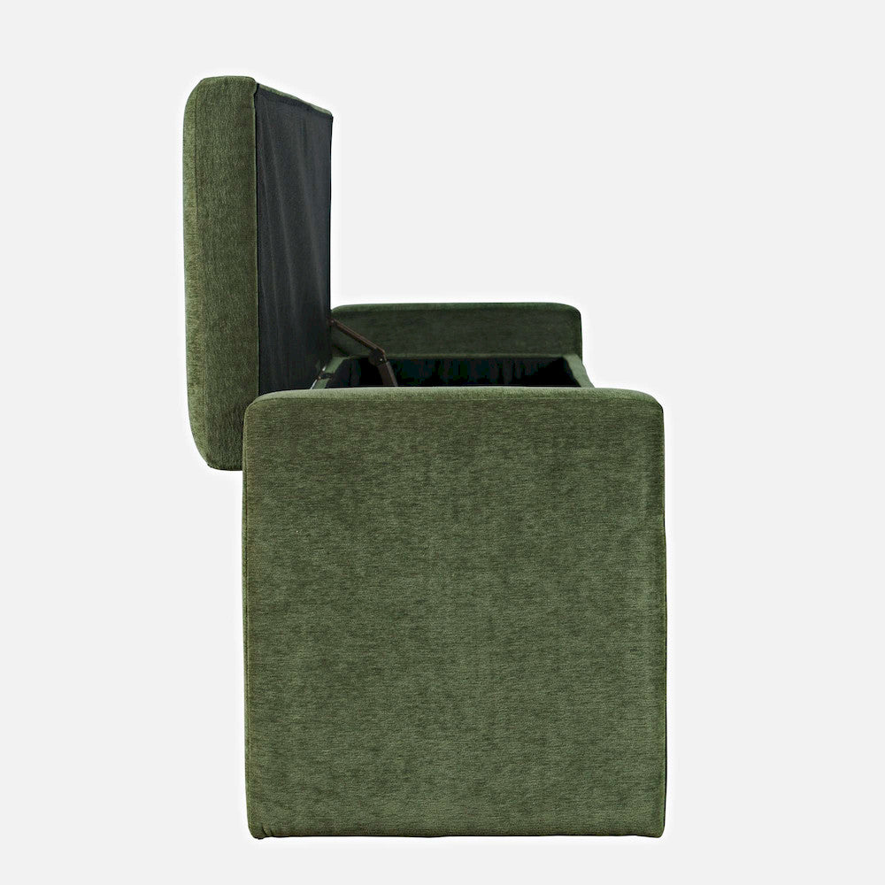Jofran - Braun 48in Contemporary Upholstered Modern Bedroom Hallway Storage Bench in Forest - BRAUN-BN-FOR view 9