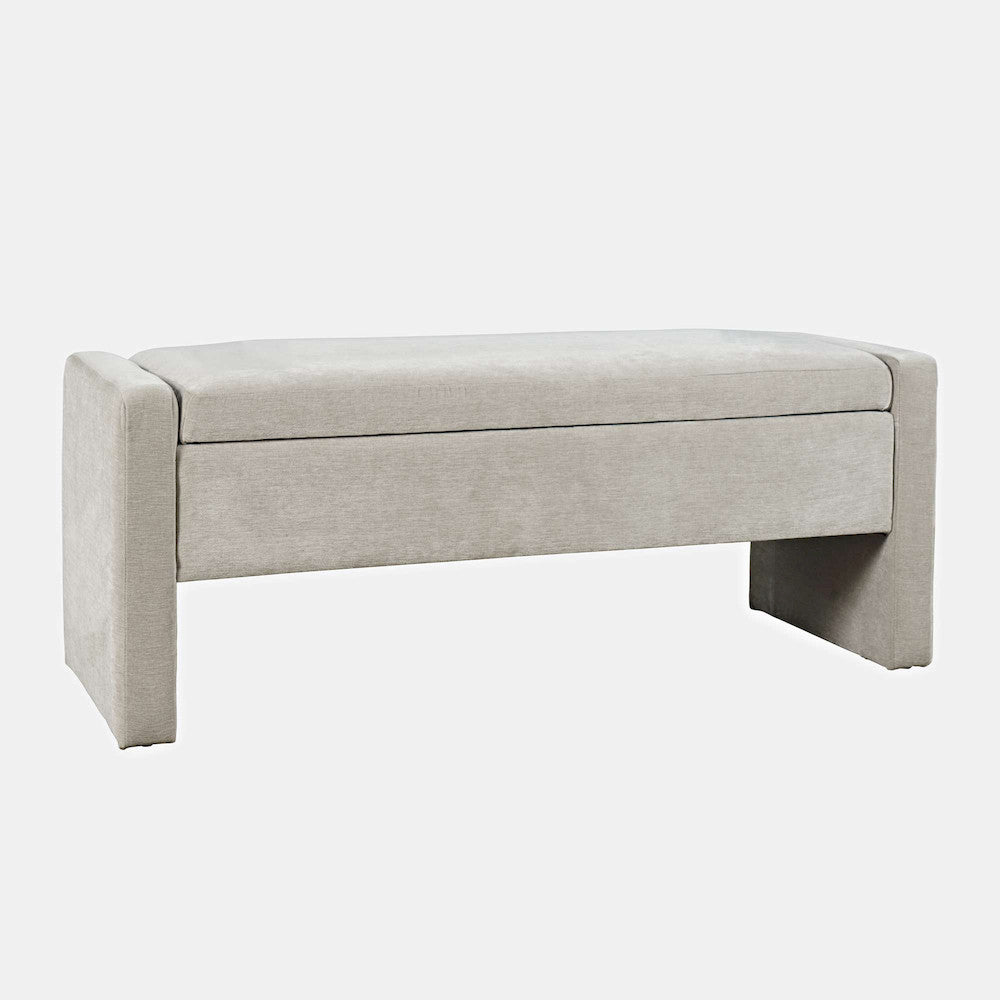 Jofran - Braun 48in Contemporary Upholstered Modern Bedroom Hallway Storage Bench in Grey - BRAUN-BN-GRY view 2