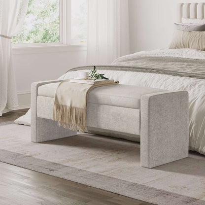 Jofran - Braun 48in Contemporary Upholstered Modern Bedroom Hallway Storage Bench in Grey - BRAUN-BN-GRY view 4