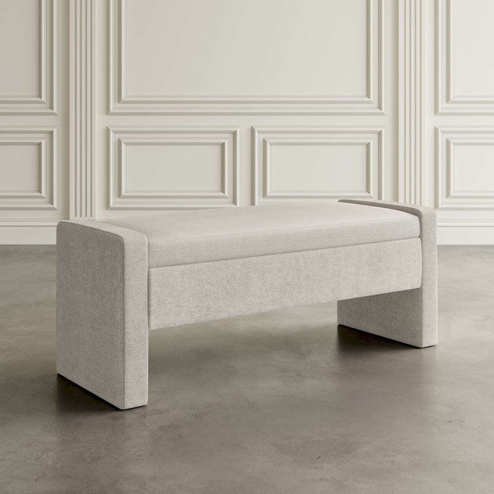 Jofran - Braun 48in Contemporary Upholstered Modern Bedroom Hallway Storage Bench in Grey - BRAUN-BN-GRY view 5