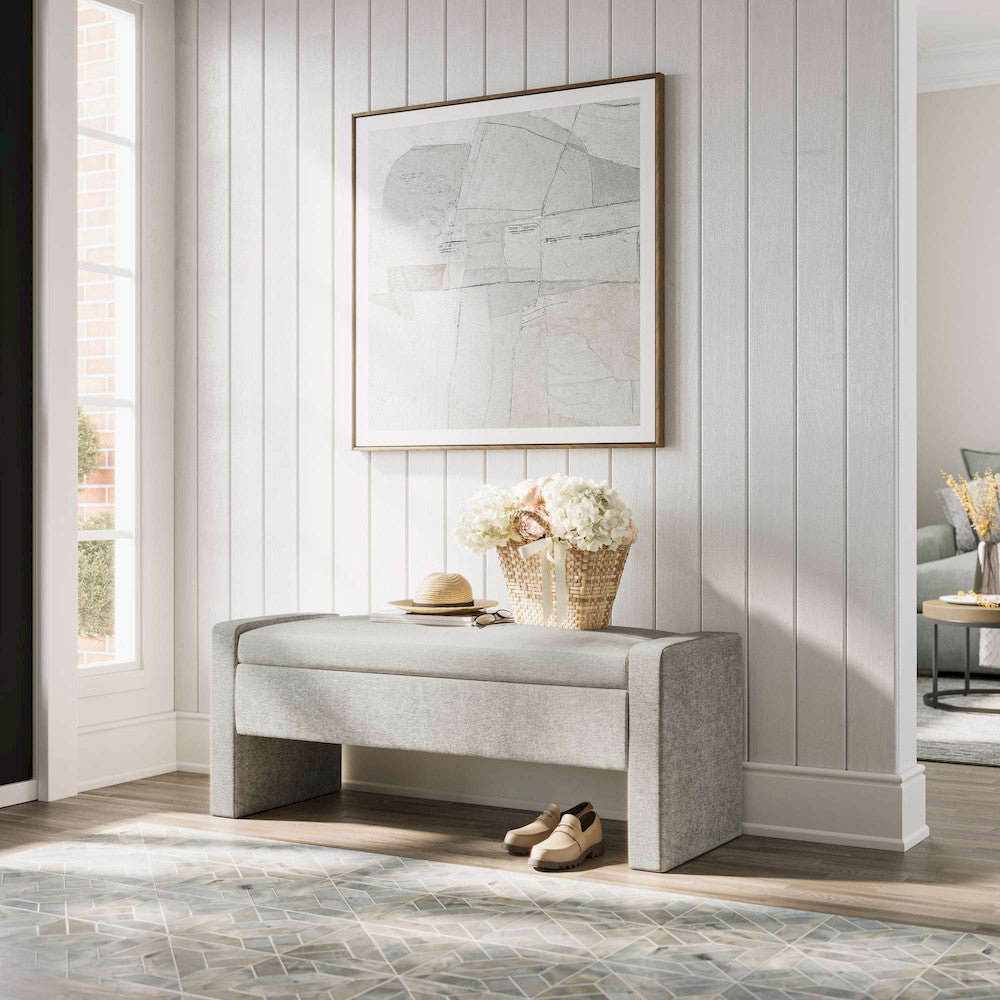 Jofran - Braun 48in Contemporary Upholstered Modern Bedroom Hallway Storage Bench in Grey - BRAUN-BN-GRY view 11
