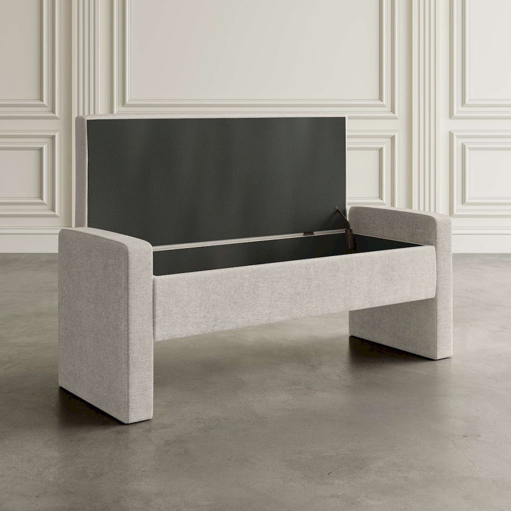 Jofran - Braun 48in Contemporary Upholstered Modern Bedroom Hallway Storage Bench in Natural - BRAUN-BN-NAT view 4