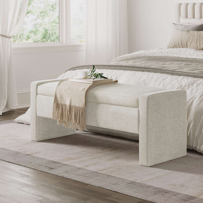 Jofran - Braun 48in Contemporary Upholstered Modern Bedroom Hallway Storage Bench in Natural - BRAUN-BN-NAT view 5