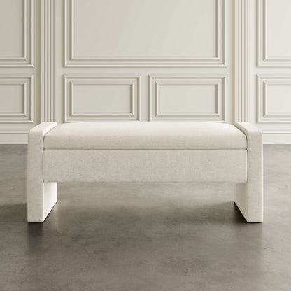 Jofran - Braun 48in Contemporary Upholstered Modern Bedroom Hallway Storage Bench in Natural - BRAUN-BN-NAT view 6