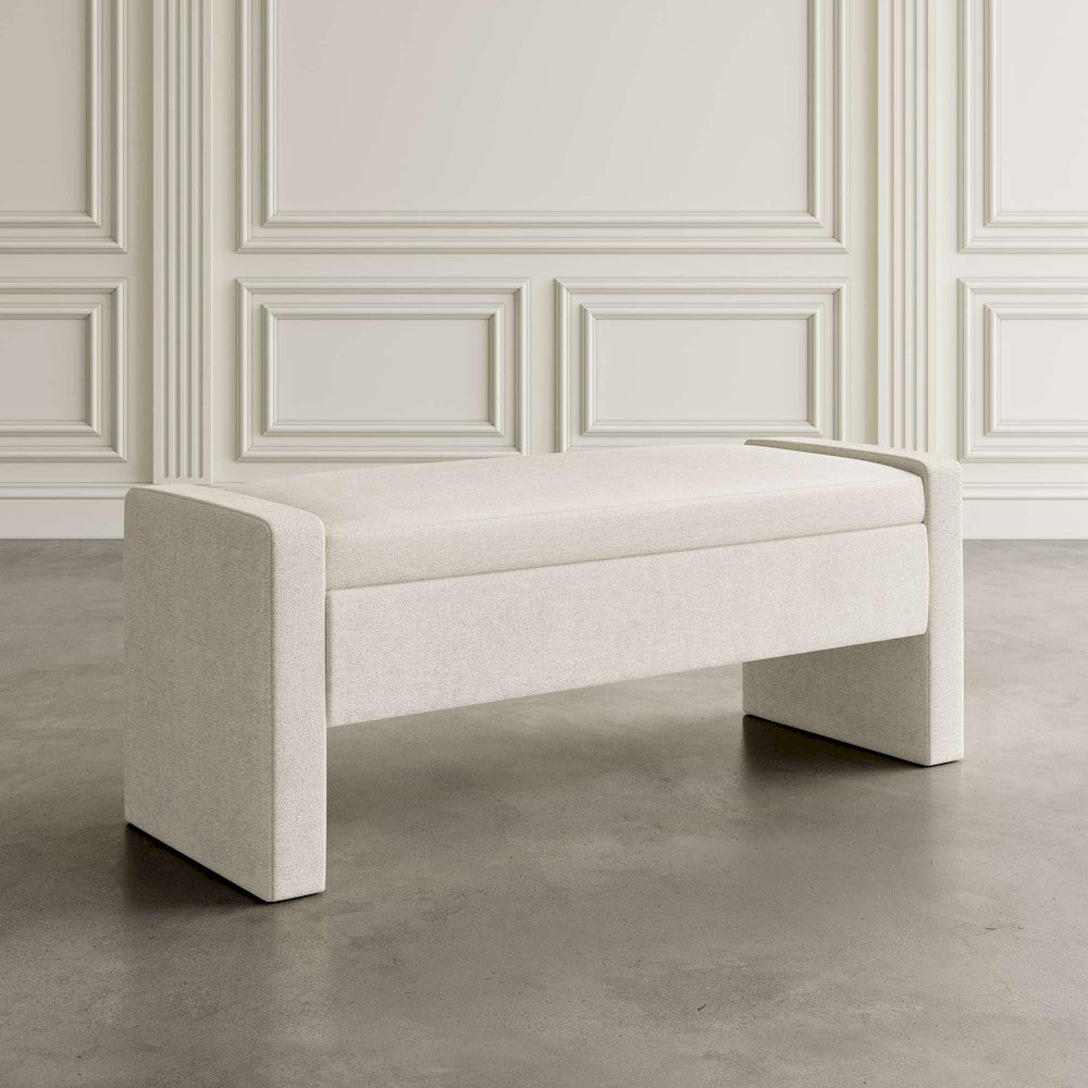 Jofran - Braun 48in Contemporary Upholstered Modern Bedroom Hallway Storage Bench in Natural - BRAUN-BN-NAT view 7