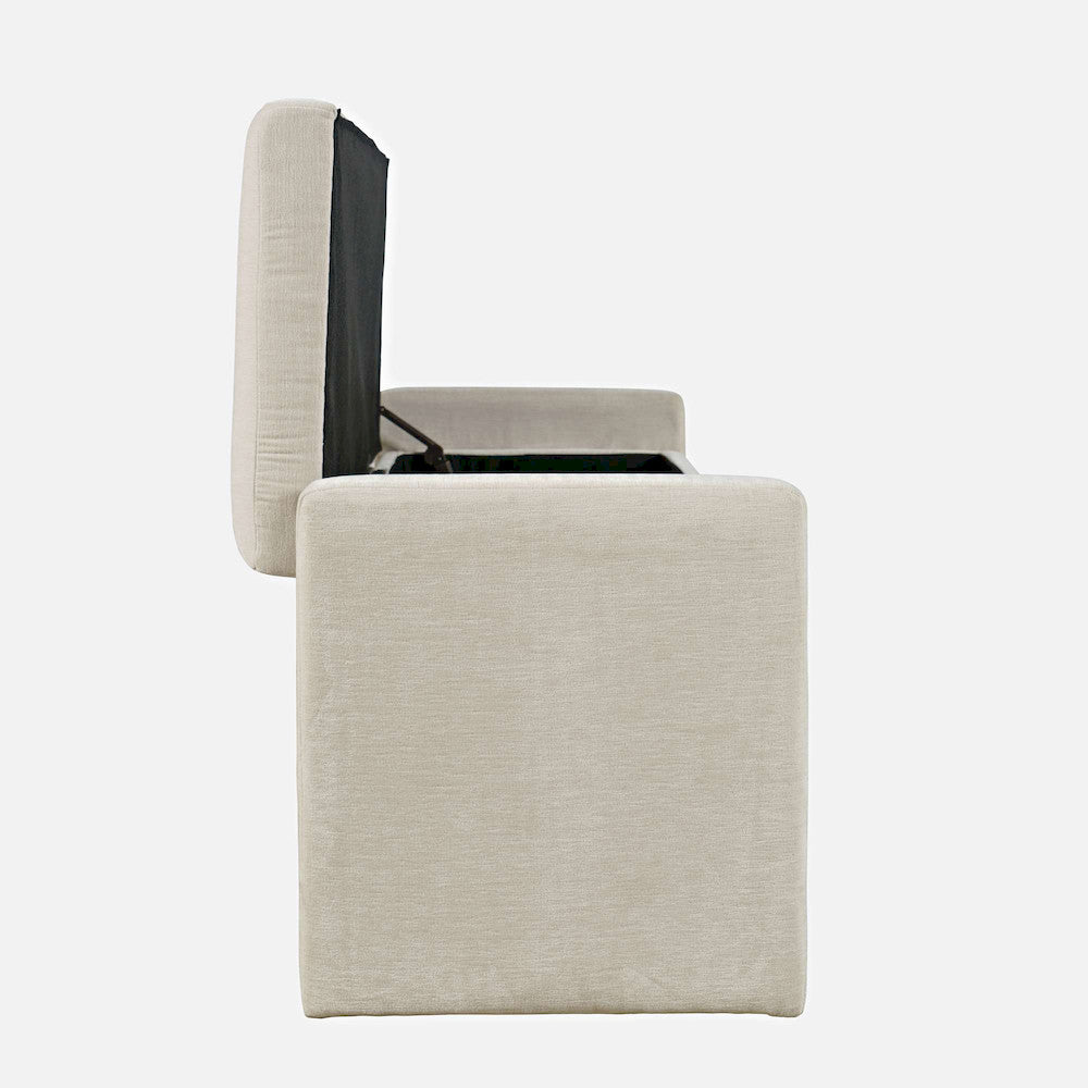 Jofran - Braun 48in Contemporary Upholstered Modern Bedroom Hallway Storage Bench in Natural - BRAUN-BN-NAT view 10