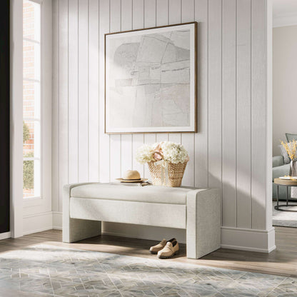 Jofran - Braun 48in Contemporary Upholstered Modern Bedroom Hallway Storage Bench in Natural - BRAUN-BN-NAT view 12