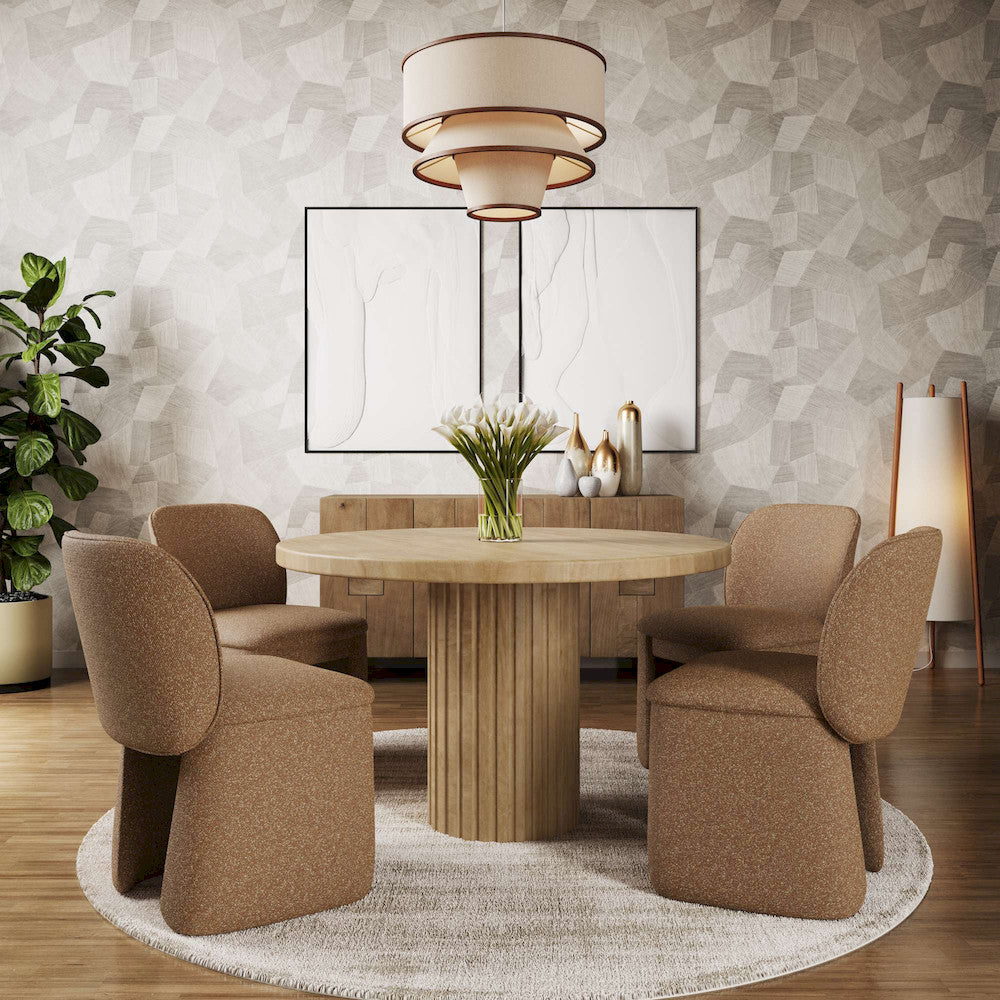 Jofran - Breck Solid Wood 48in Round Mid-Century Modern Fluted Pedestal Dining Table - 2381-48TBKT view 6