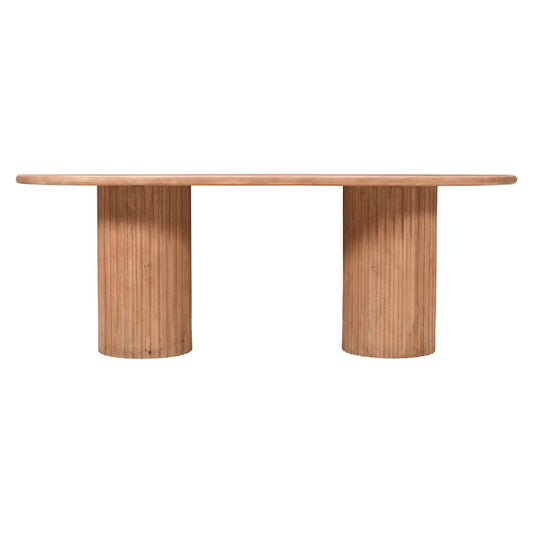 Jofran - Breck Solid Wood 84in Mid-Century Modern Fluted Double Pedestal Dining Table - 2381-84TBKT view 1