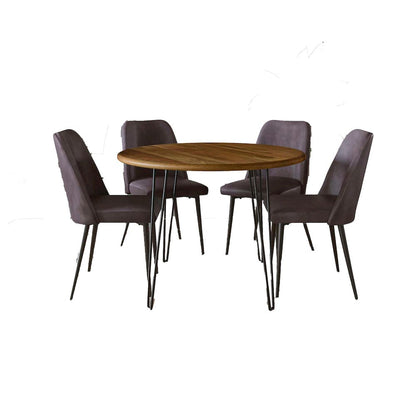 Jofran - Brennan Five Piece 42in Round Mid-Century Modern Dining Set with Faux Leather Chairs, Dark Brown - 2271-BRENDTG-4DOXDBN view 2