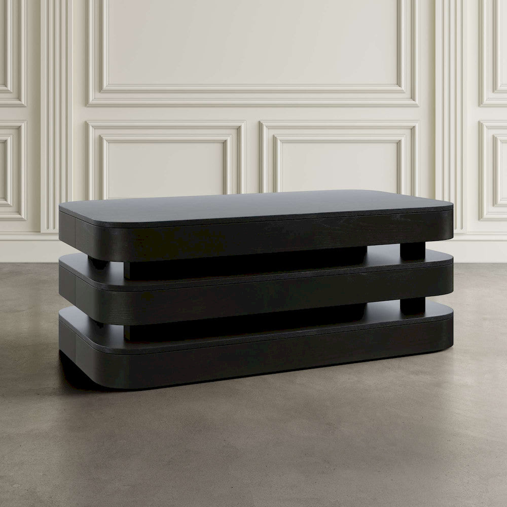 Jofran - Brix Mid-Century Modern Floating Sculpture Layered Coffee Table with Caster Wheels - 2370-1ESP view 3