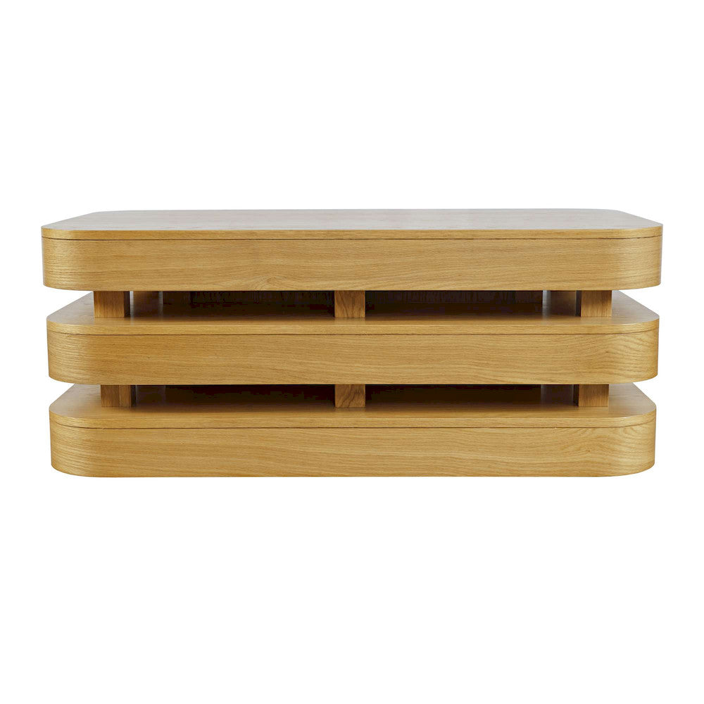 Jofran - Brix Mid-Century Modern Floating Sculpture Layered Coffee Table with Caster Wheels - 2370-1OAK view 1