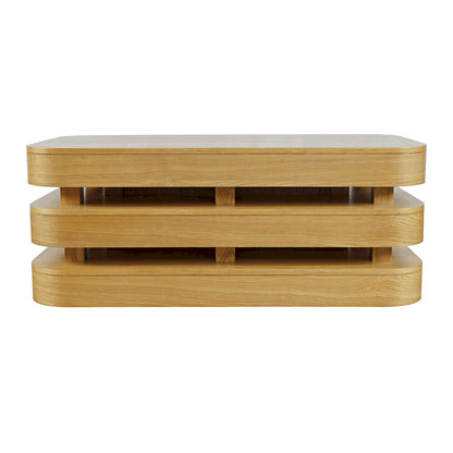 Jofran - Brix Mid-Century Modern Floating Sculpture Layered Coffee Table with Caster Wheels - 2370-1OAK view 1