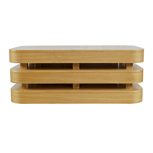 Jofran - Brix Mid-Century Modern Floating Sculpture Layered Coffee Table with Caster Wheels - 2370-1OAK view 1