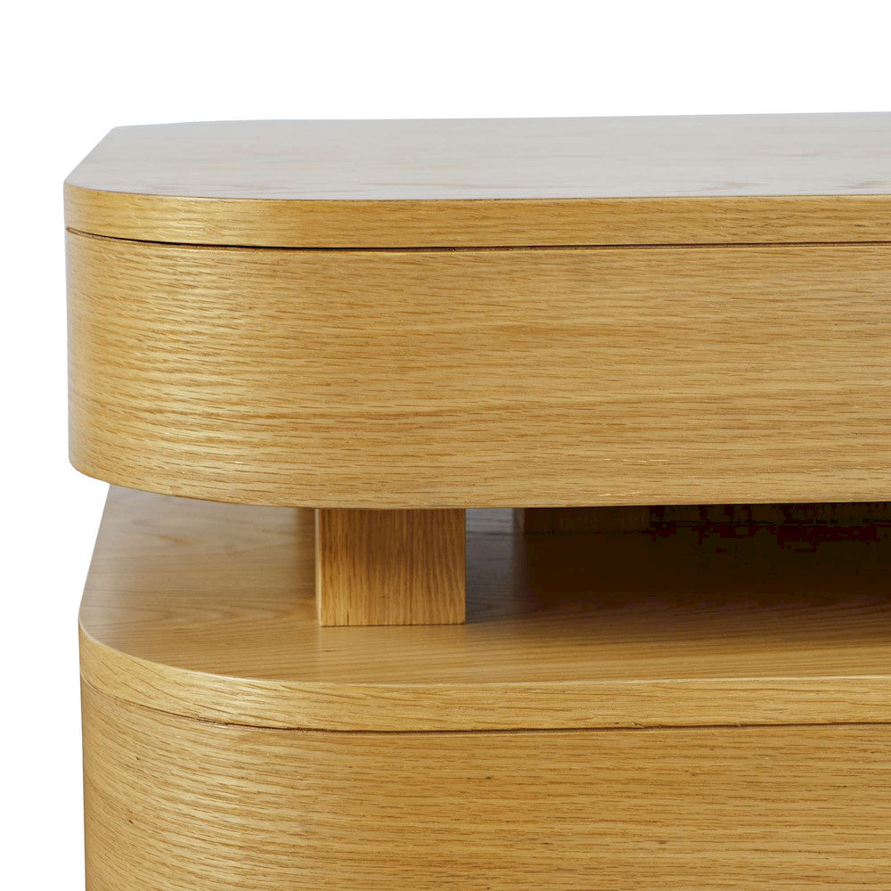 Jofran - Brix Mid-Century Modern Floating Sculpture Layered Coffee Table with Caster Wheels - 2370-1OAK view 5