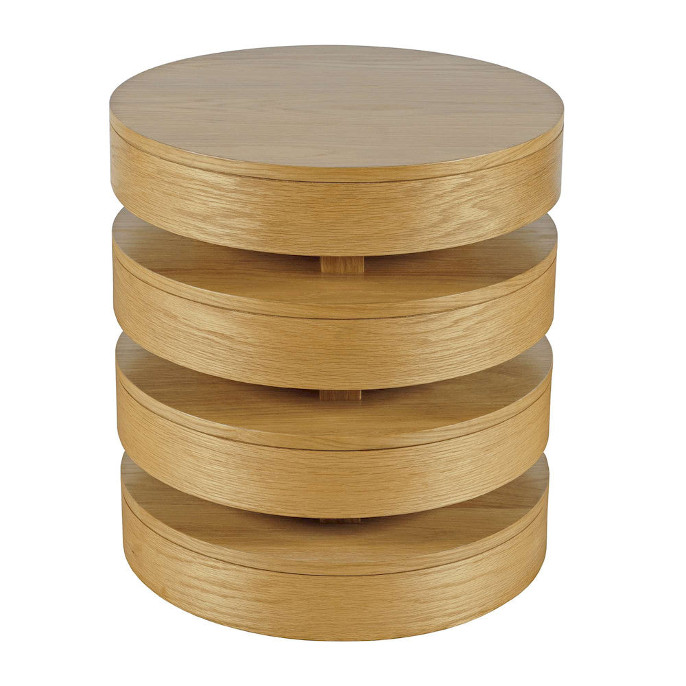 Jofran - Brix Mid-Century Modern Floating Sculpture Layered Round End Table - 2370-6OAK view 1