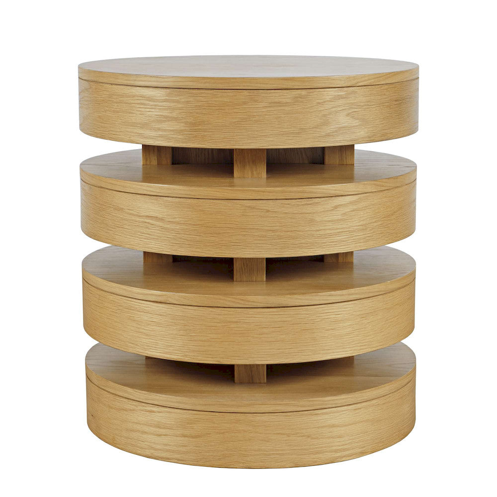 Jofran - Brix Mid-Century Modern Floating Sculpture Layered Round End Table - 2370-6OAK view 2