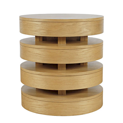 Jofran - Brix Mid-Century Modern Floating Sculpture Layered Round End Table - 2370-6OAK view 2