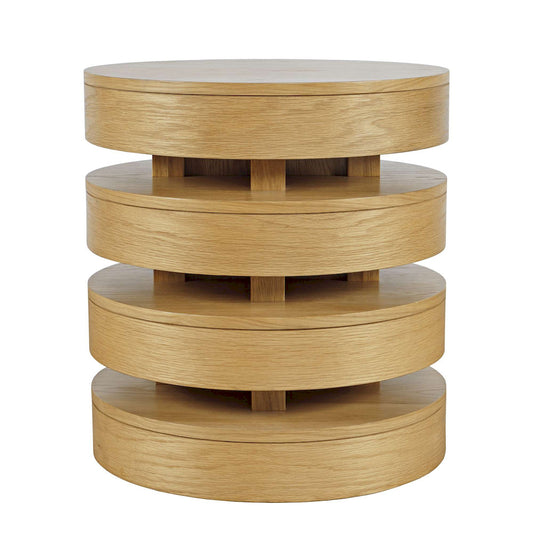 Jofran - Brix Mid-Century Modern Floating Sculpture Layered Round End Table - 2370-6OAK view 2